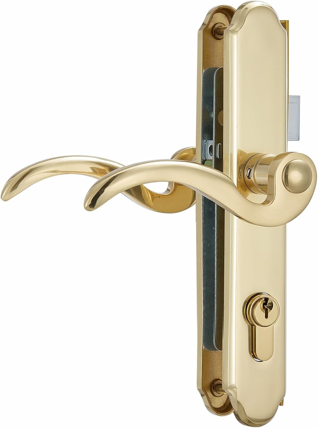 Storm Door Handle Replacement Kit with Lock and Key, Gold Security Door