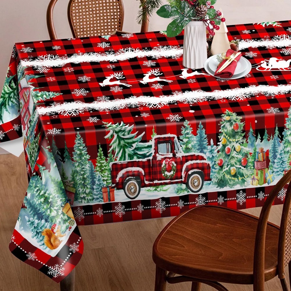 cusugbaso Christmas Tablecloth 60x84 84" x 60" (Rectangular), Truck