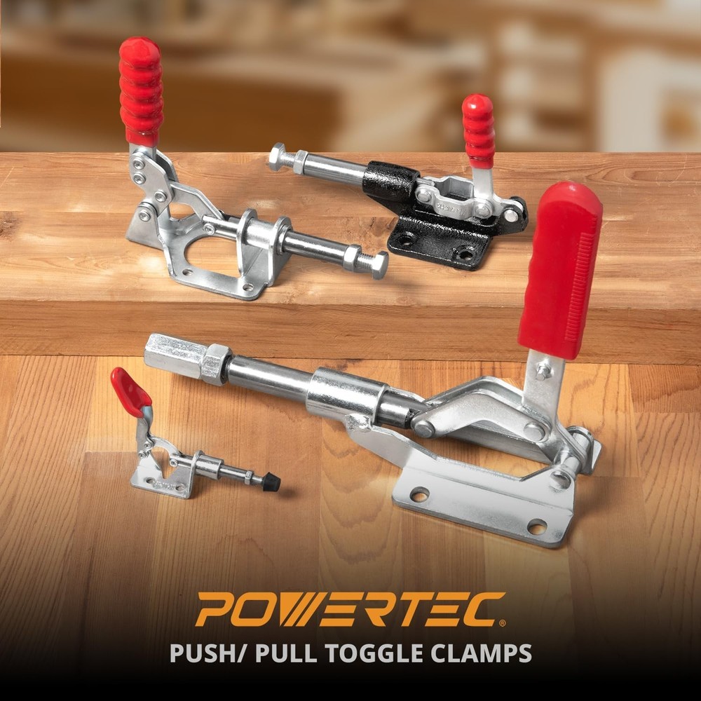 POWERTEC 2PK Push Pull Toggle Clamp, 500lbs Holding Capacity, 305cm, 2pk