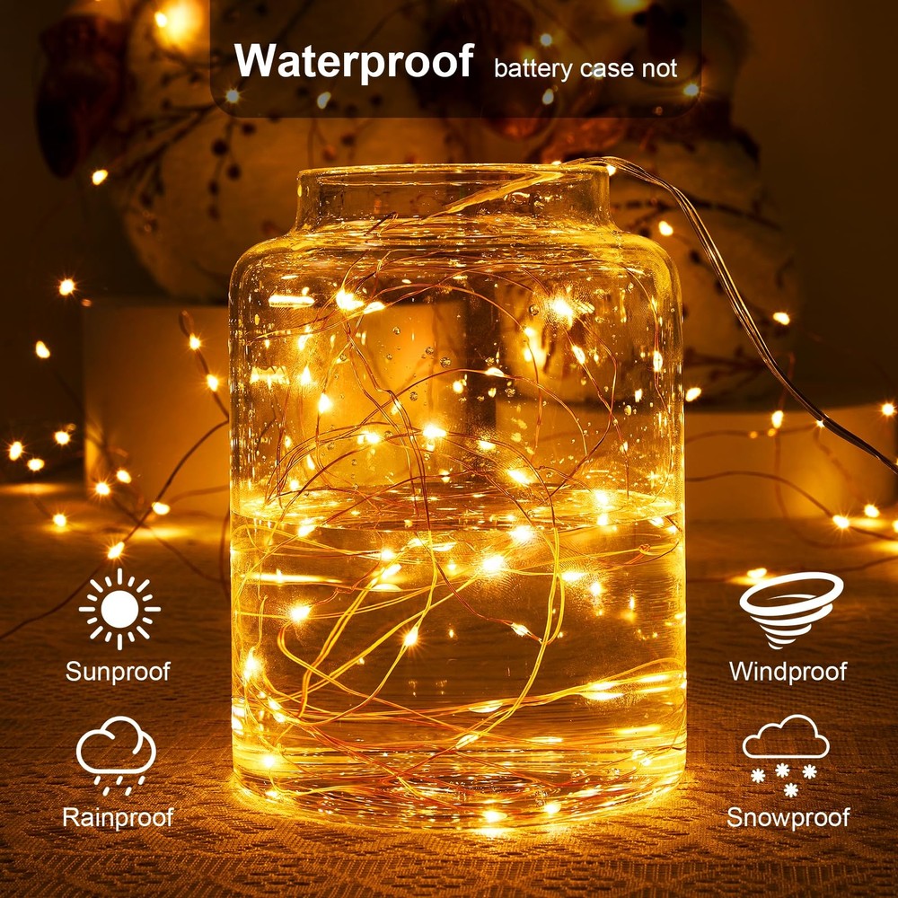 1 Pack 16.4ft Battery Operated String Lights with Timer, Warm White with Sync...