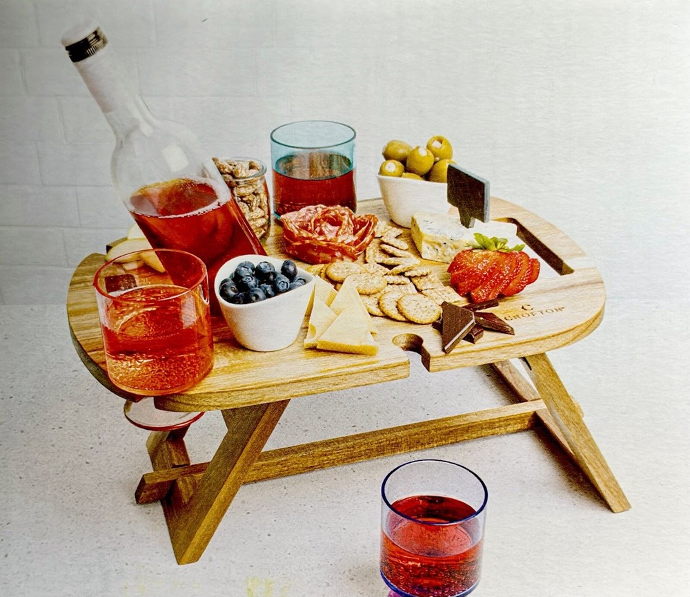 Portable Mini Picnic Table🍷wine holder 🧀 charcuterie board 🥐