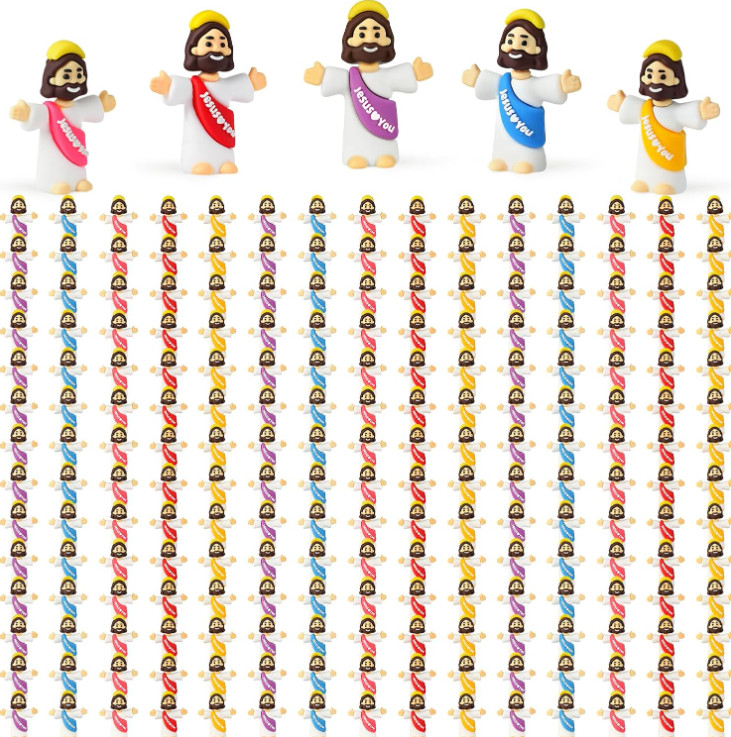100 Pack Little Jesus Figures Loves You, Tiny Mini Jesus Figurines in Bulk