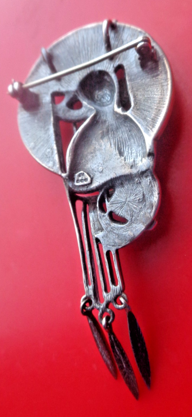 Pat Cheney Silver Pendant Brooch Scottish Sterling Enamel Art Nouveau Mackintosh