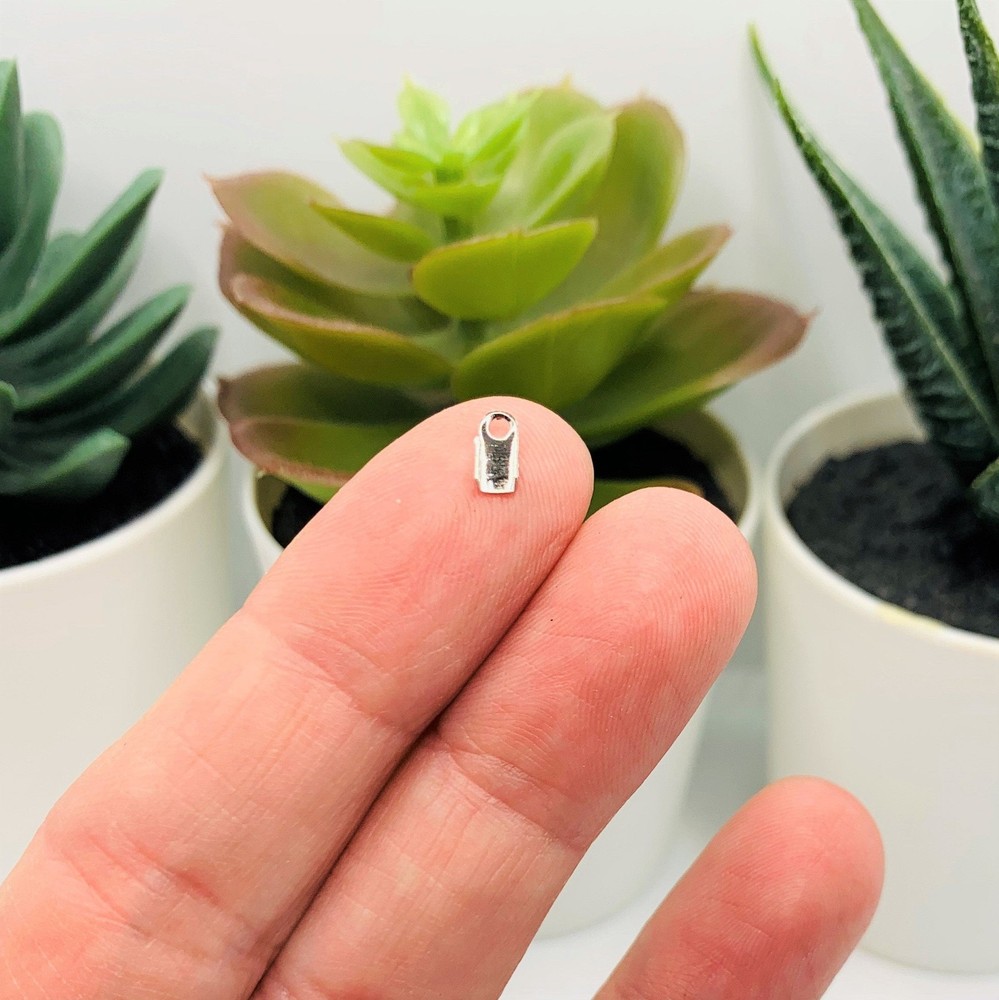 Small Silver Flat Cord Cap Ends, 6x3mm - US Seller