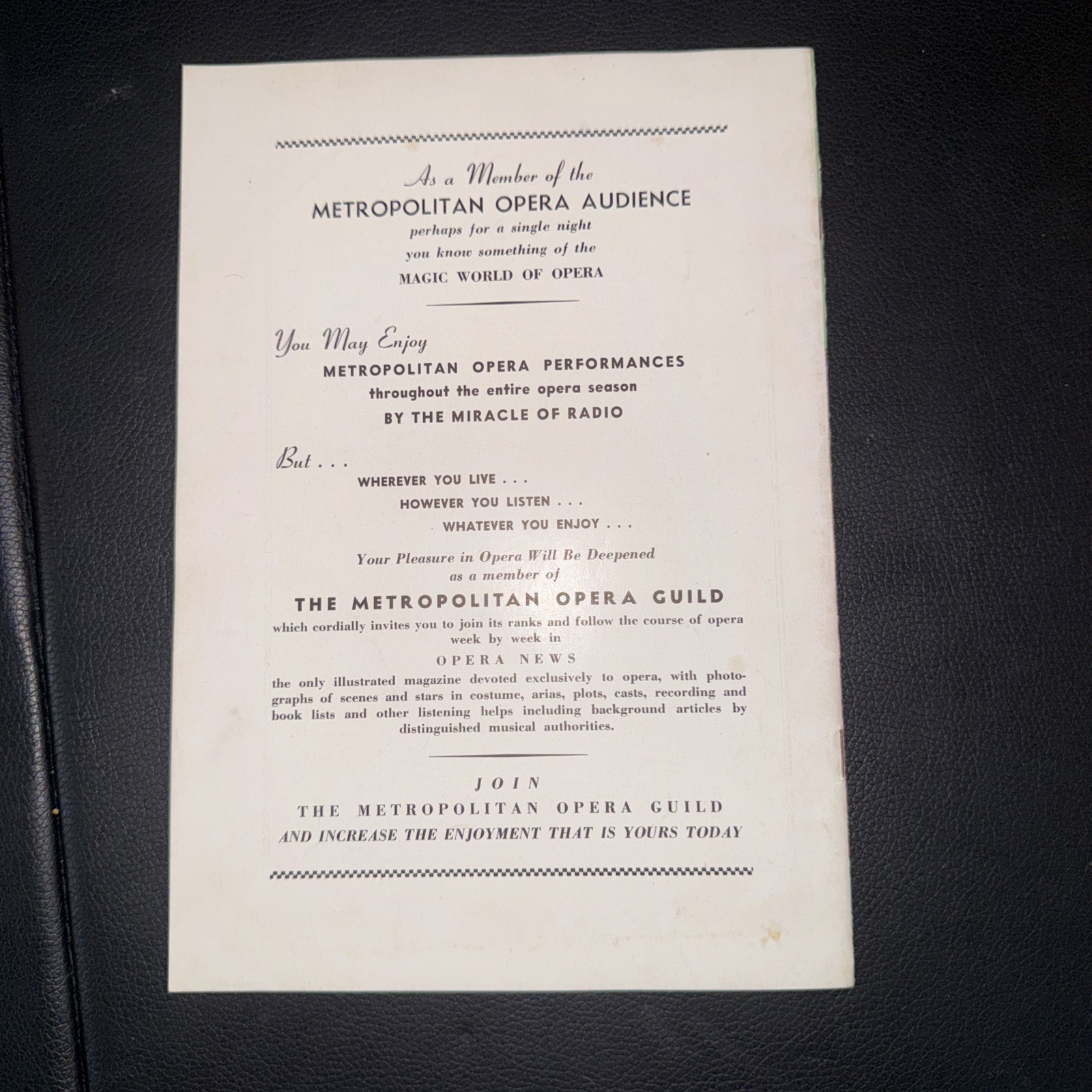 Rare! Vintage Metropolitan Opera Tour Spring 1946 Souvenir Booklet Program Q11