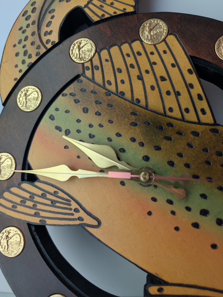 Vintage Trig-o-Lock Trout Wall Clock