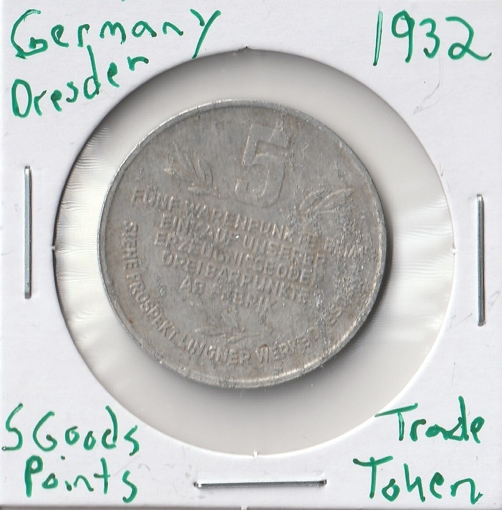Ration Token Germany Dresden ca. 1932, 5 Goods Points