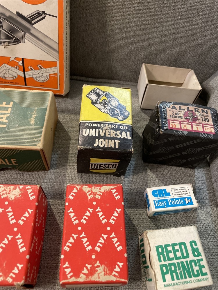 Vintage Yale Lockset Boxes + Adjustable Clamp And Other EMPTY BOXES