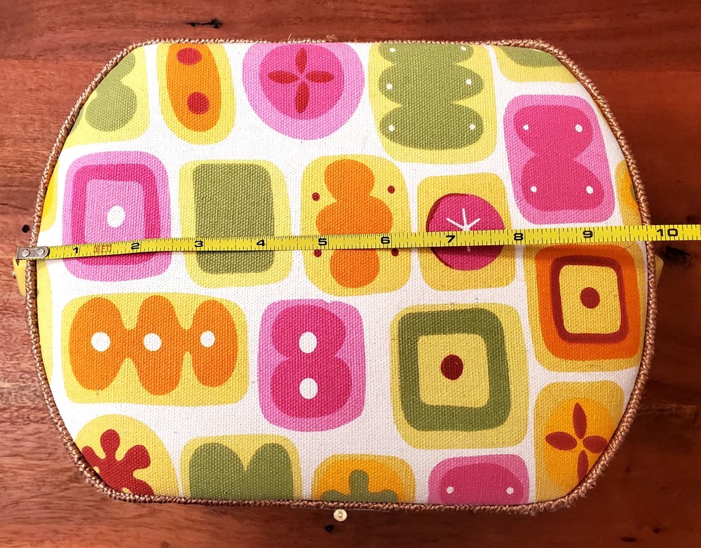 Wicker Sewing Basket Abstract Groovy Geometric Shapes