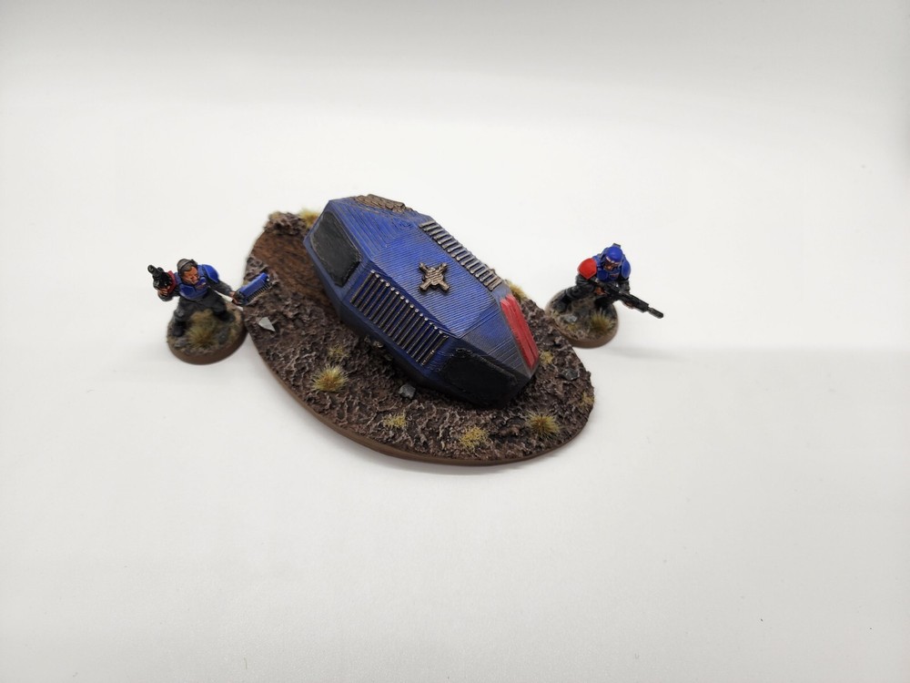 3D Printed Battlefield Terrain/ Wargame Crashed Escape Pod Objective Marker 1.