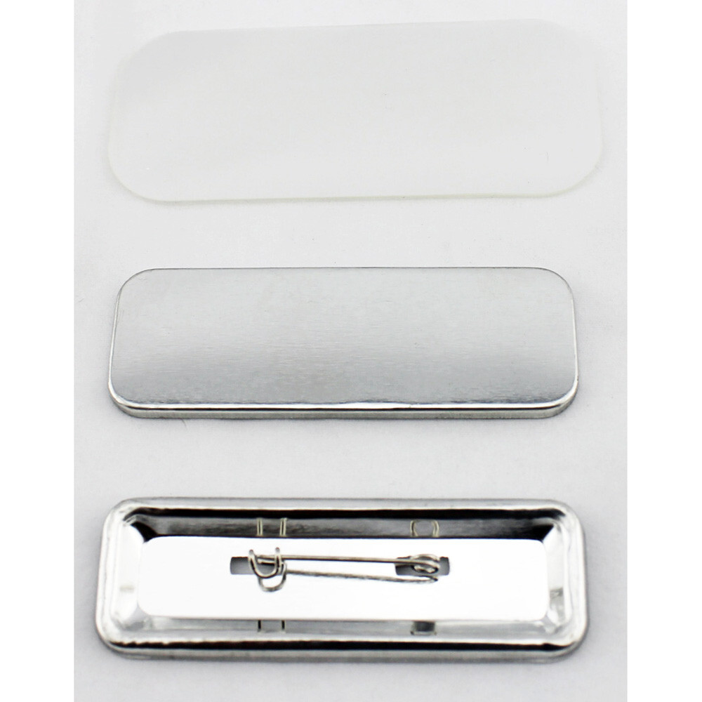 Rectangular 25*70mm Metal Pin Back Button 100 Sets/Pack For Diy Pro Badge Button