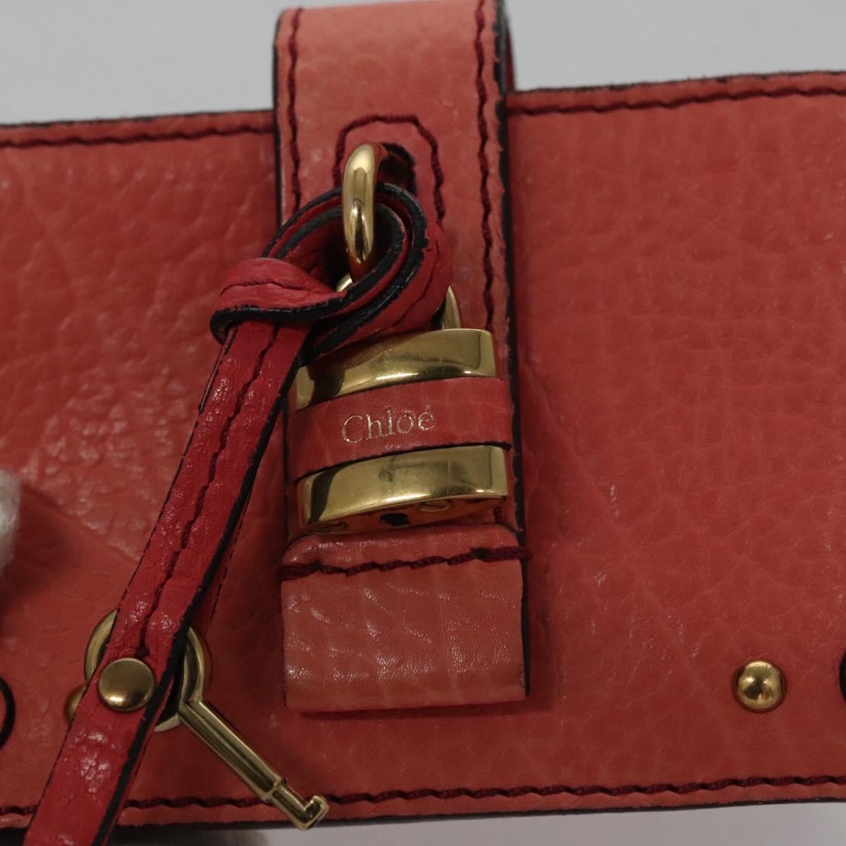 Chloe Card Case Leather Pink Auth 102045V