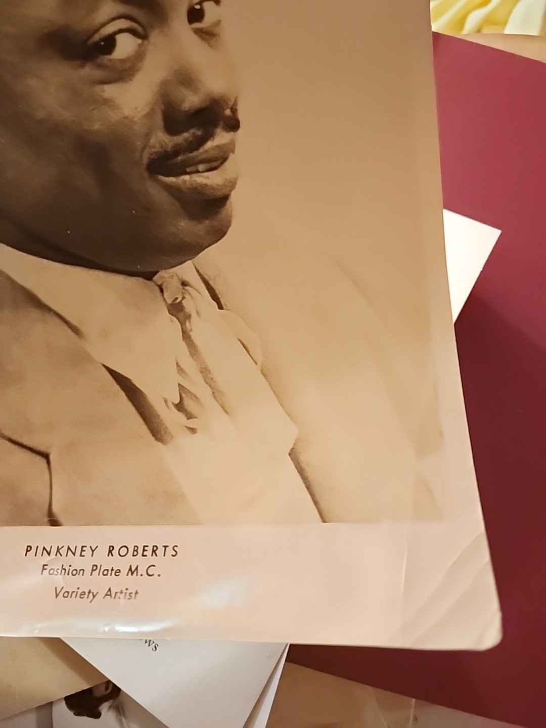 1960 PINKNEY ROBERTS FASHION PLATE EMCEE HANDBILL PRESS PHOTOS TELEGRAM VINTAGE