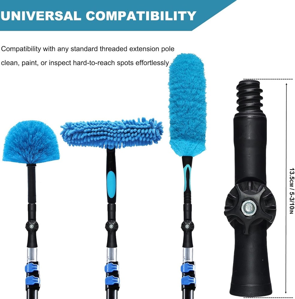 Rotatable Joint Angle Adaptor for Telescoping Extension Pole, Versatile Black