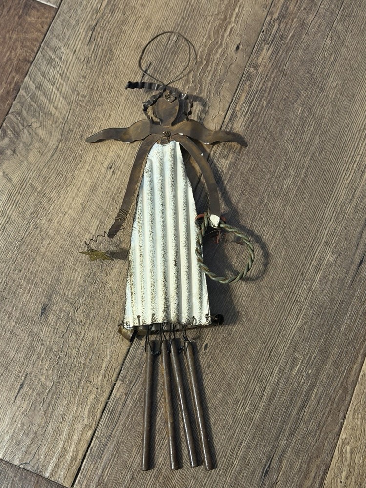 Primitive Rustic Metal Angel Wind Chime Small