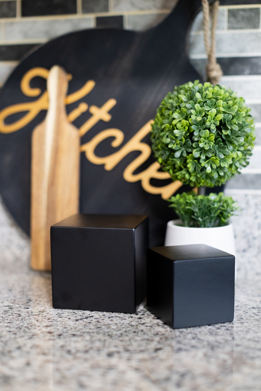 Black 3 Inch Solid Wood Block Cube 3x3x3 inches-riser, display, plant stand