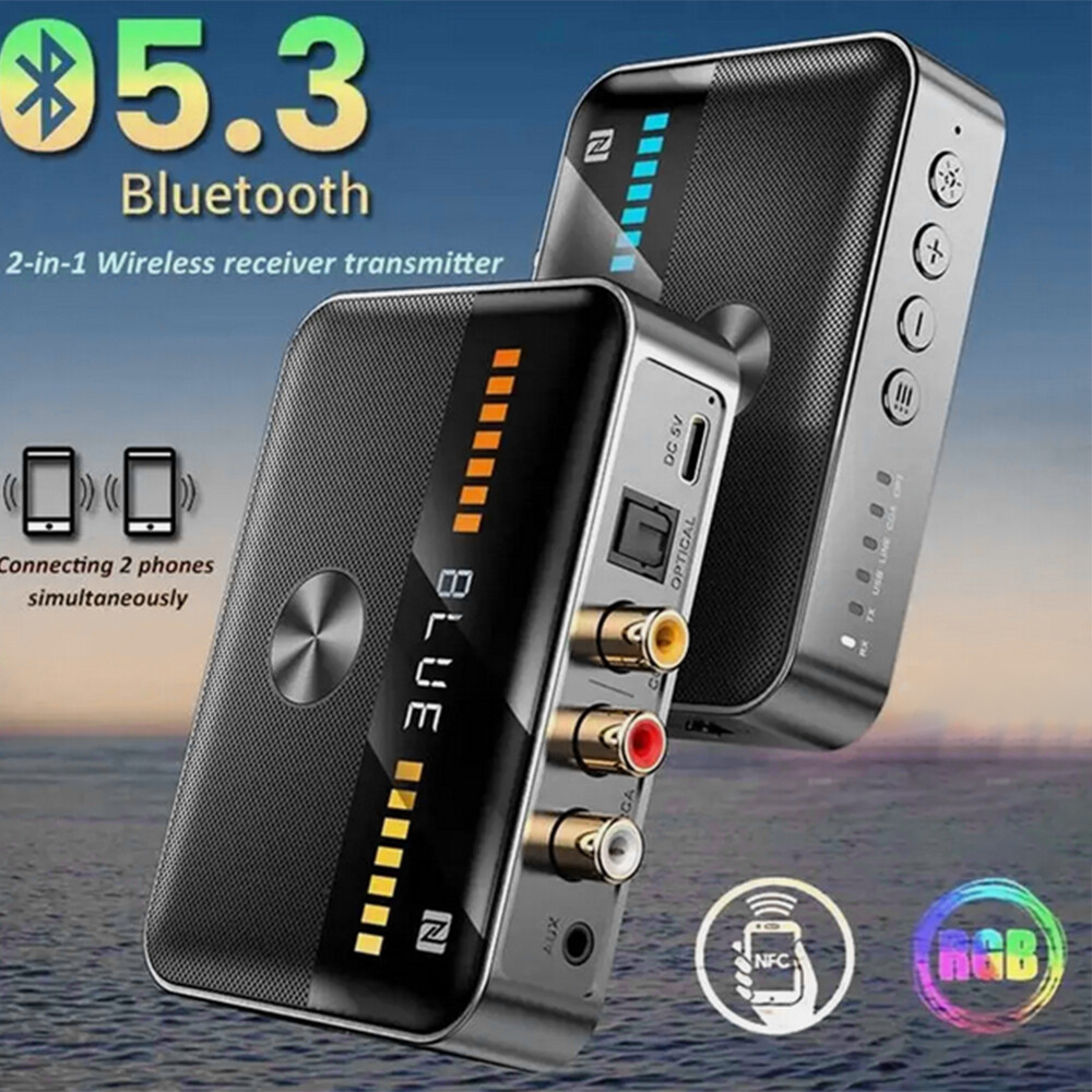 USB Bluetooth 5.3 Transmitter Receiver 3.5mm AUX RCA Coaxial Optical NFC Adapter