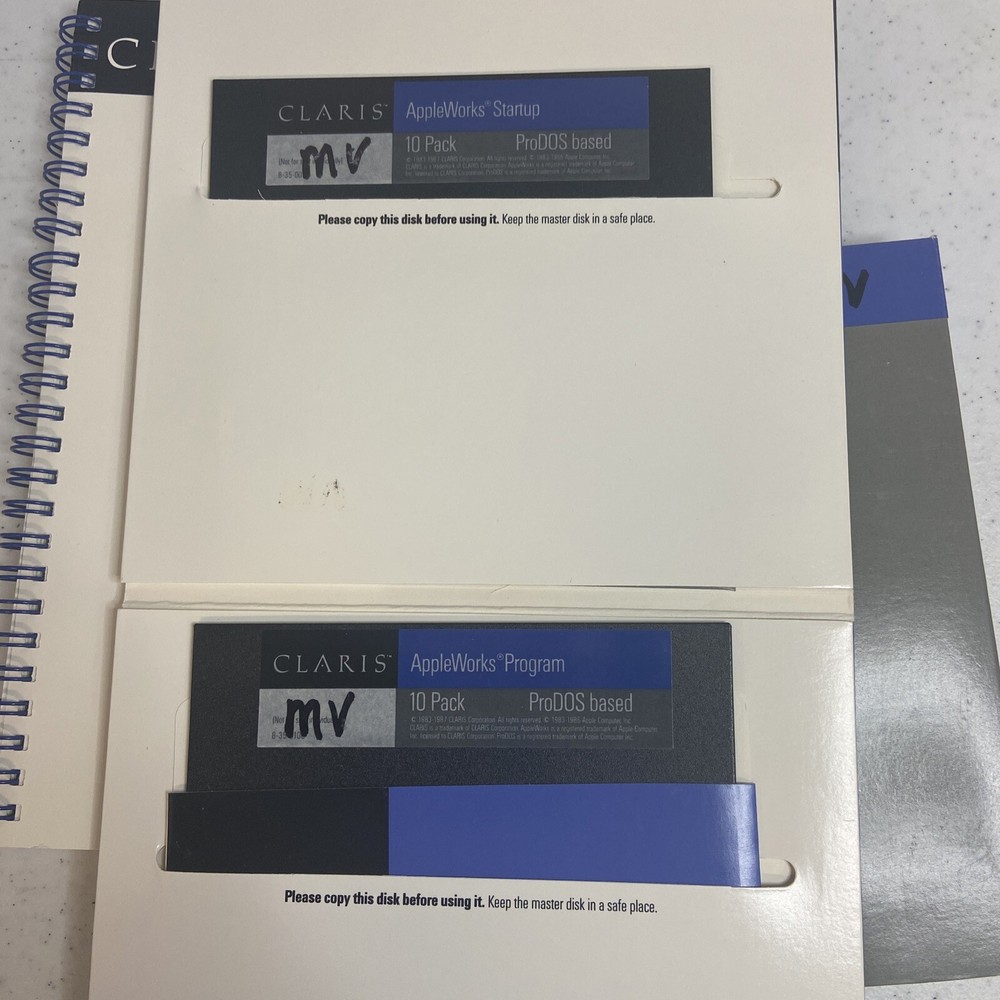 Apple II Claris Appleworks Software ProDOS 1987 4 Disks Guide 10 Pack