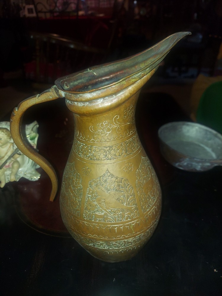 Vintage Antique Middle Eastern Copper Water Pitcher