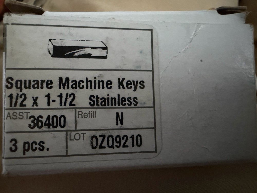 Square Machine Keys Half X 1 And Half Stainless