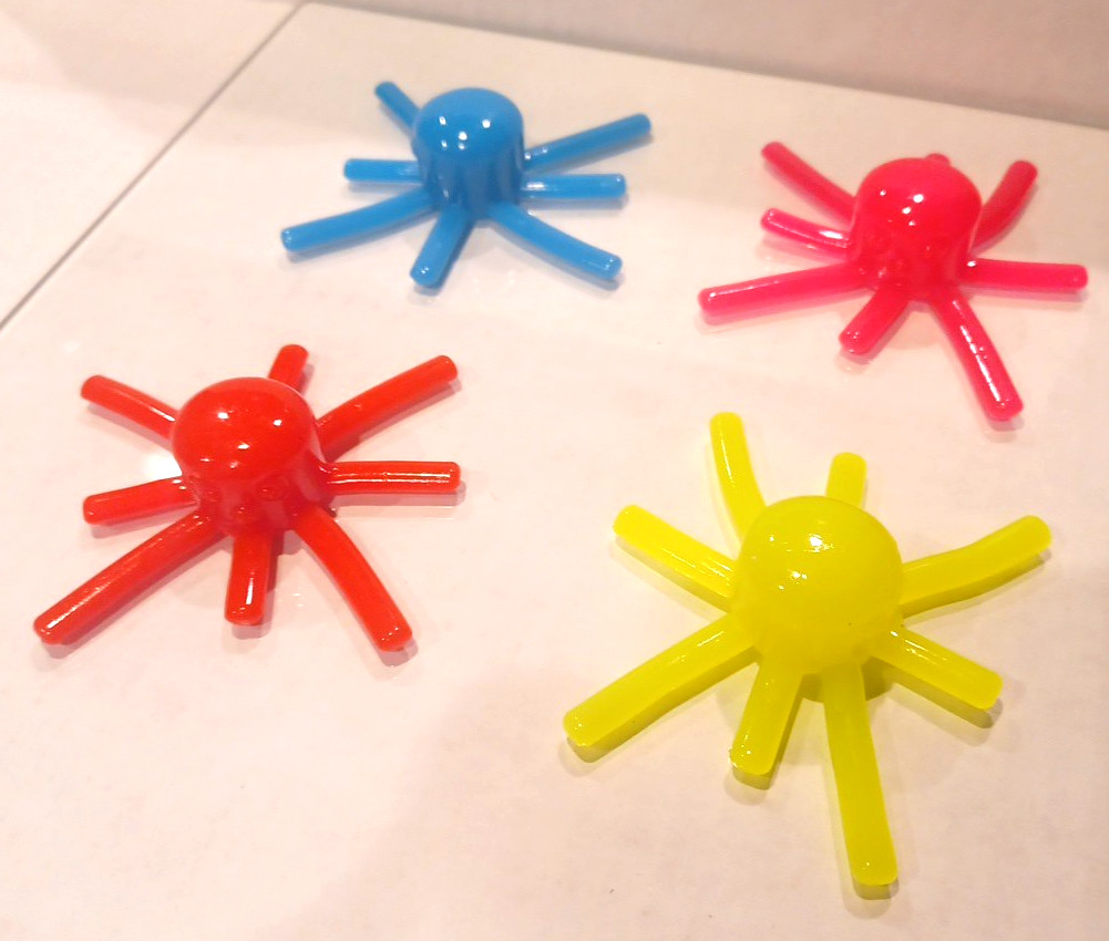 Wacky Wall Crawler Lot of 4 (Blue Red Yellow Pink) Octopus Wacky Walker Toy NEW!