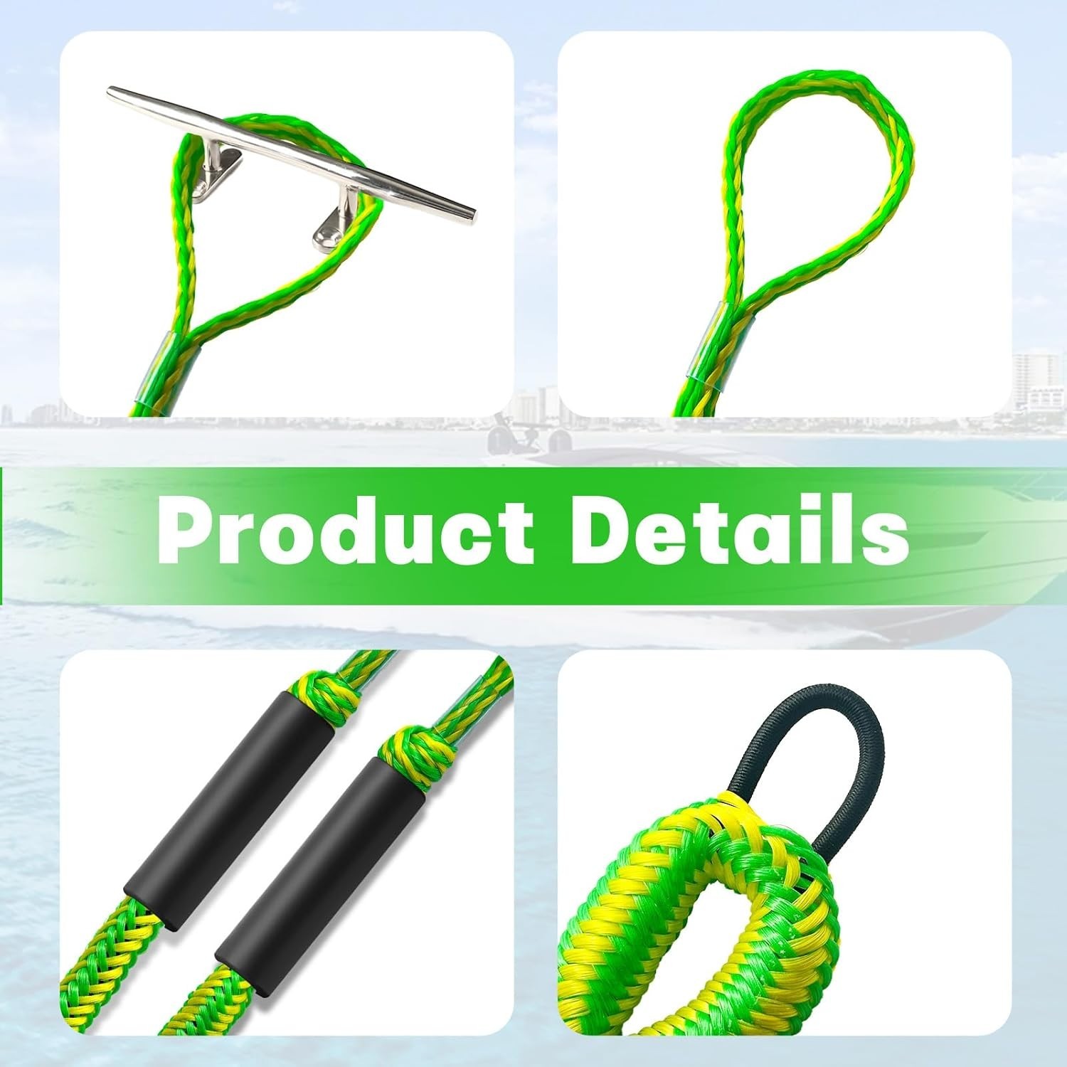 2 Pcs Marine Bungee Dock Line Boat Mooring Rope Anchor Cord Stretch Line 4ft