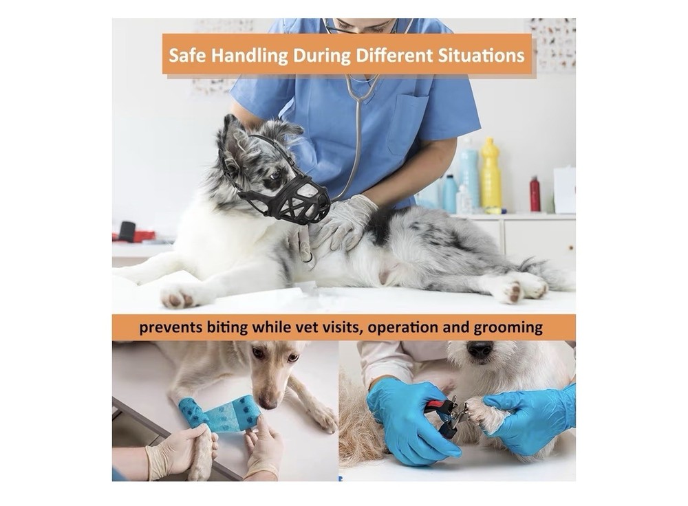 BARKLESS Dog Muzzle, Basket Muzzle for Biting, Chewing and Scavenging (L, Black)