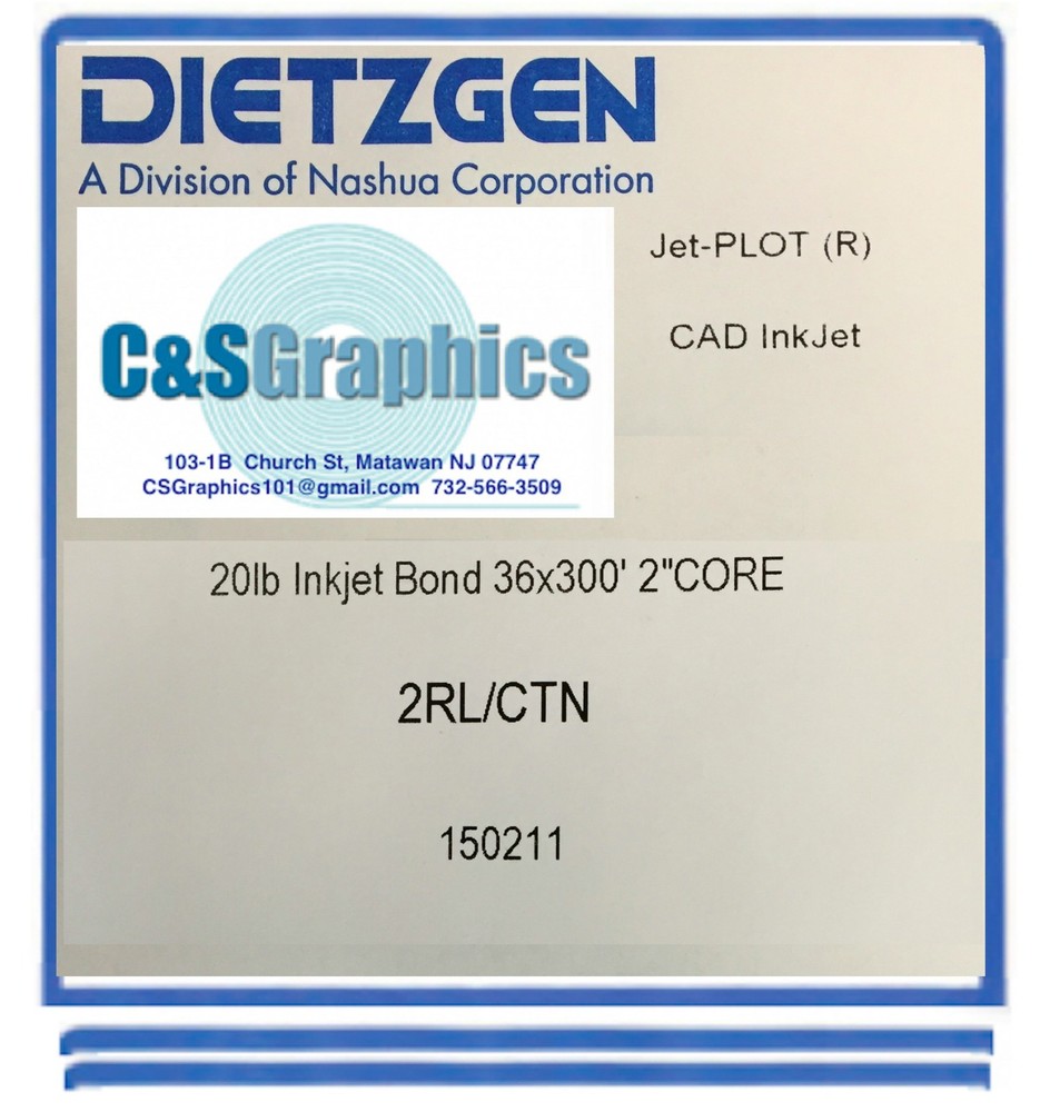 2 ROLLS 36'' X 300' 20lb Bond Plotter Paper