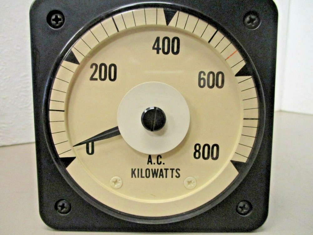 Electromagnetic Ind WATTMETER EAIWG 0-800 A.C. Kilowatts 3-Phase Panel Meter