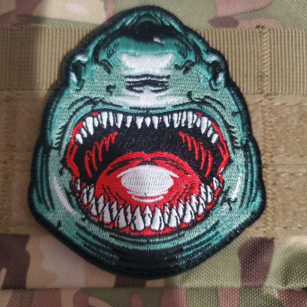 MENACING SHARK Tactical Morale Patch Hook and Loop