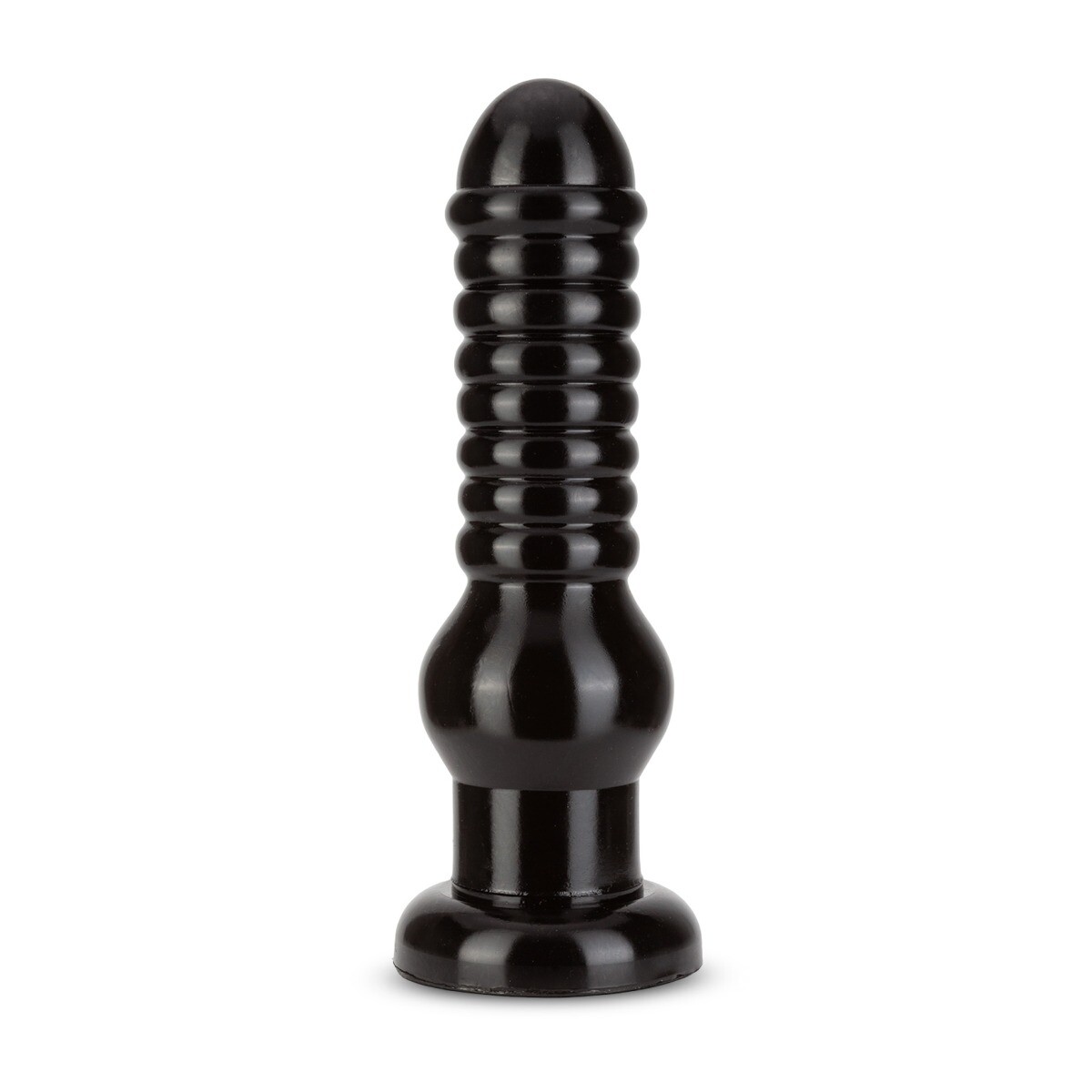 Huge 9.5" XL Black Ribbed Anal Training Stretching Dildo Butt Plug Anal Sex Toy