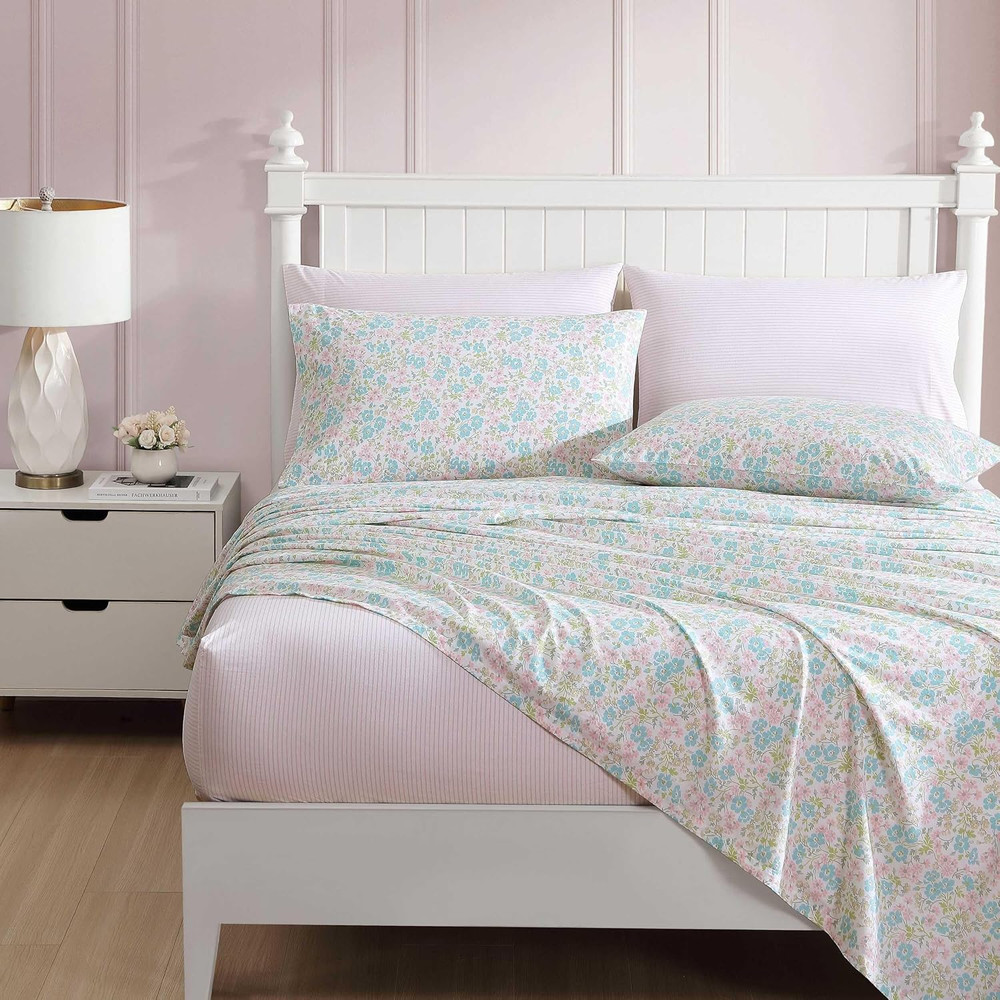 Laura Ashley - Sheet Set, Super Soft Bedding Set with Deep Pocket, Includes Matc