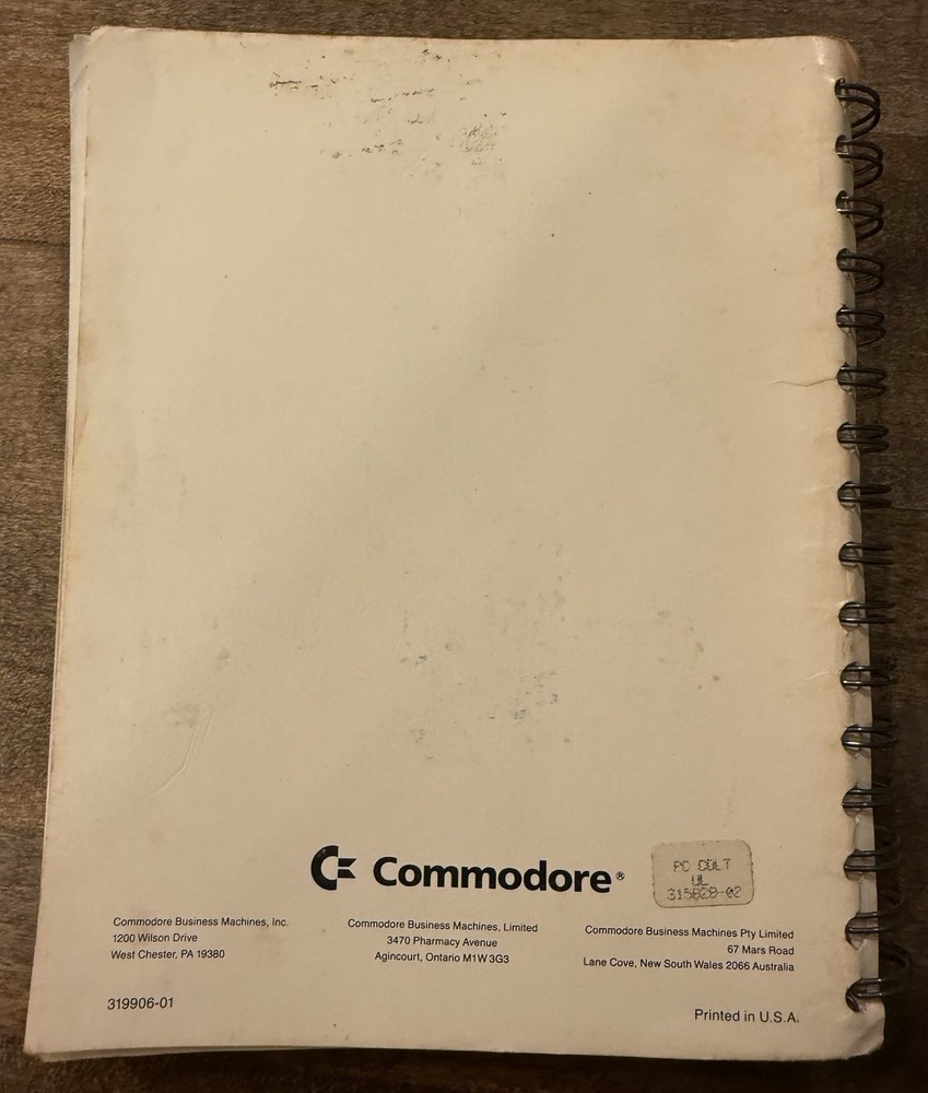 Commodore Personal Computer GW Basic Interpreter User's Guide Spiralbound Manual