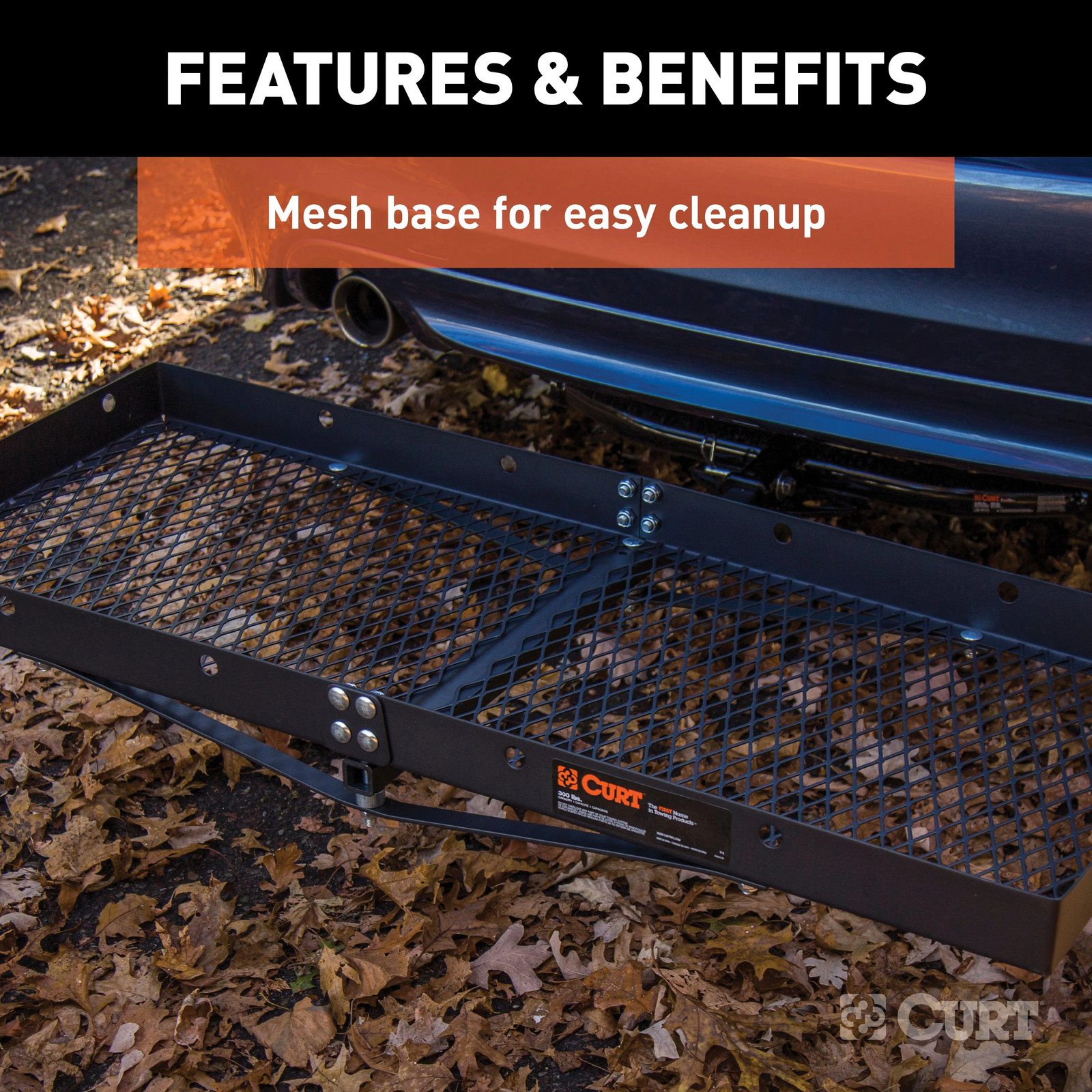 Class 3 Trailer Hitch Receiver w/ Fixed Cargo Carrier Tray 300 lbs CURT 13529