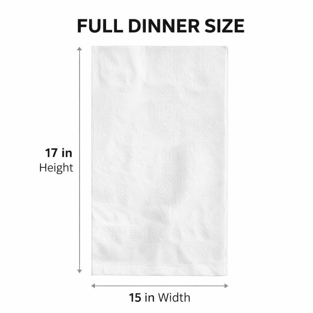 3000 White Dinner Napkins 2-Ply 17x15 Embossed Restaurant Bulk