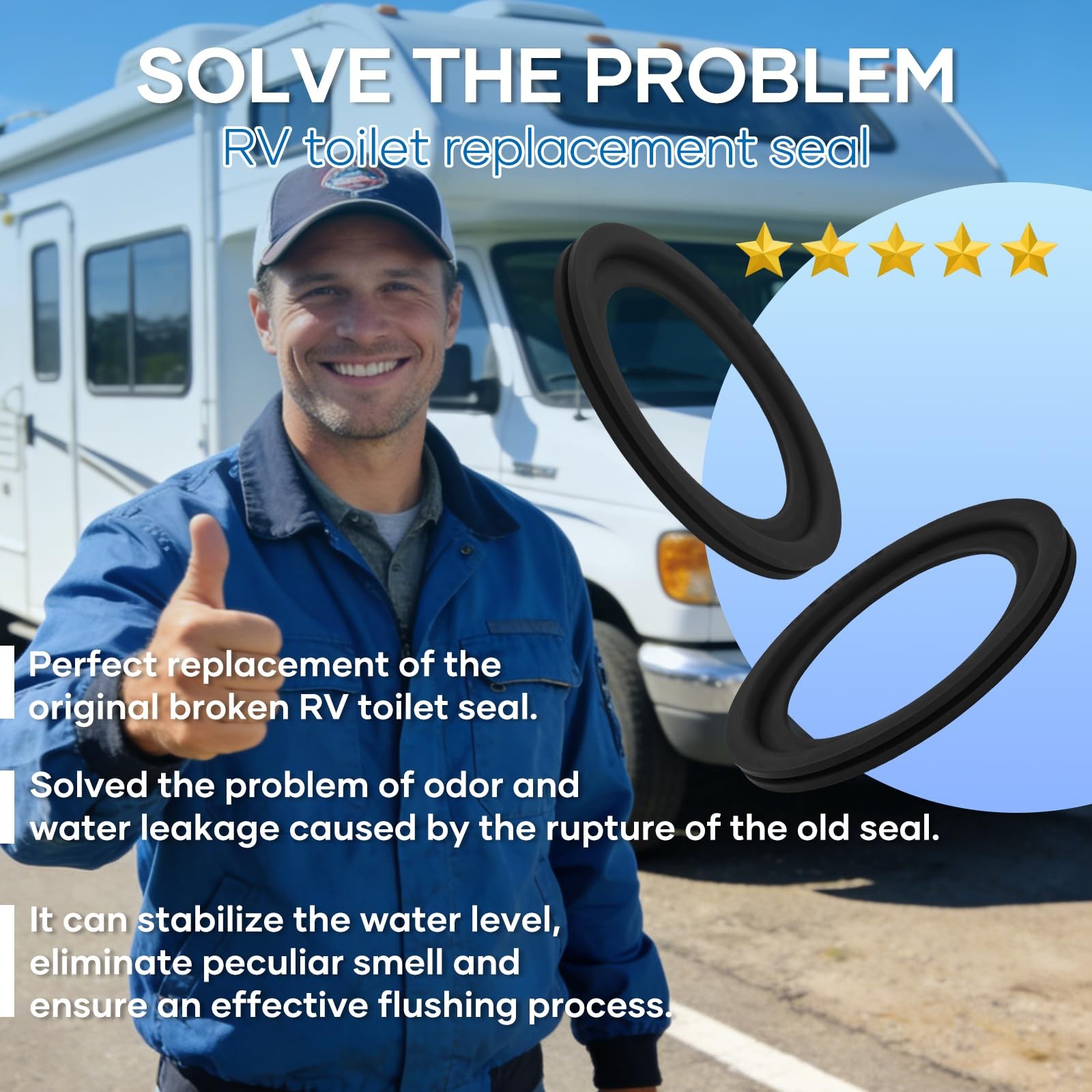 2 Pack RV Toilet Seal for Dometic 300/310/320 Toilets, Leak-Proof & BLACK