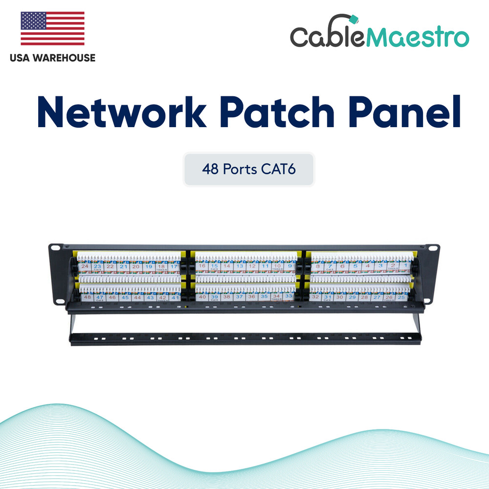 Patch Panel 48 Port UTP CAT6 RJ45 110 Network Surface Wall Mount Bracket