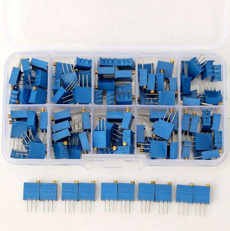 3296W 50pcs Multi-turn trimmer potentiometer 3296 Variable Resistor Kit With Box