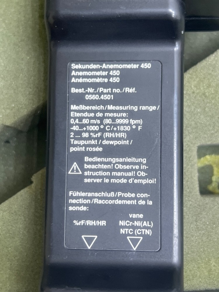 testo 450 Second - Anemometer Meter Temperature and Humidity Probe