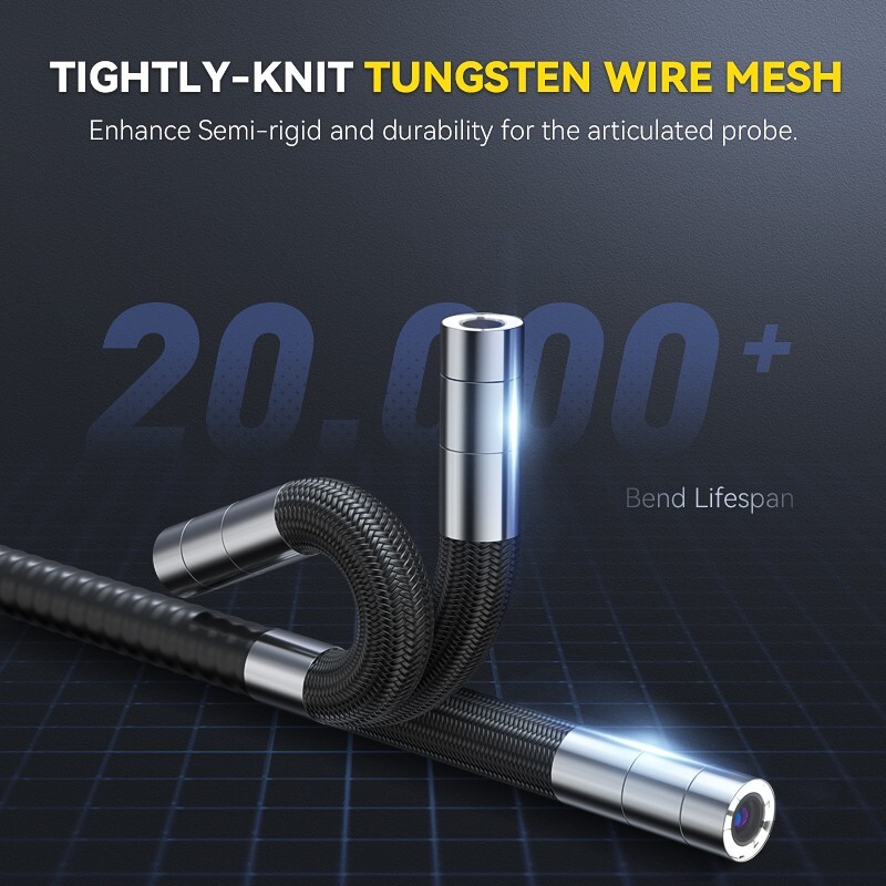 Ralcam 4-Way 720° Articulating Borescope Industrial Endoscope Inspection Camera