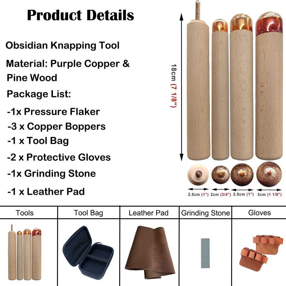 Flint Knapping Tools Kit Obsidian Crafting Tool, Dragon Crystal Stone Age Too...