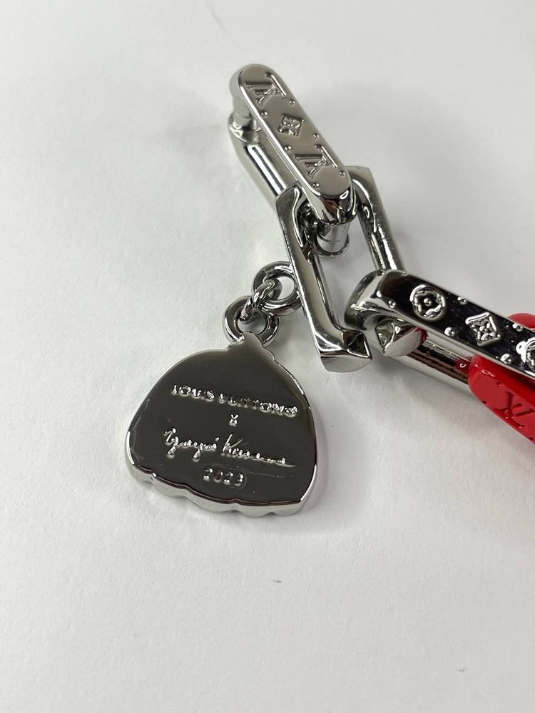 Louis Vuitton Monogram Chain Bracelet Black Red Silver Tone