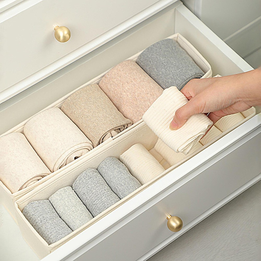 Narrow Storage Bins Space-Saving Foldable Fabric Storage Bins Stable Sock