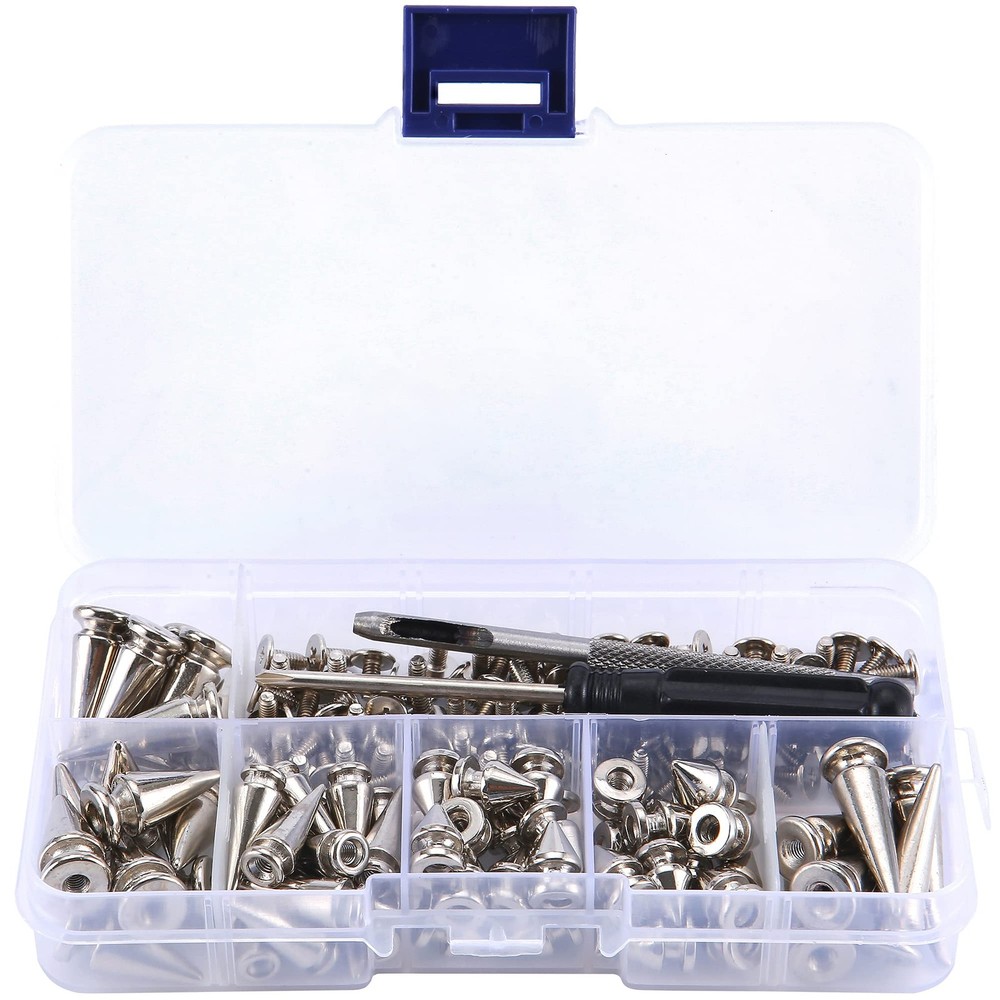 70 Sets Silver Mixed Shape Spikes and Studs Screw Back Bullet Tree Rivet Kit