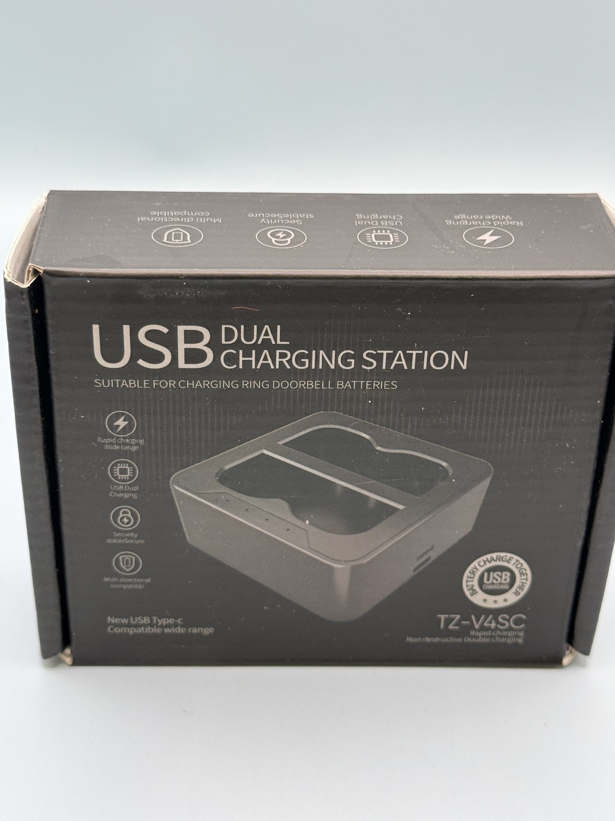 USB Dual Charging Station for Ring Doorbell Batteries TZ-V4SC Type-C