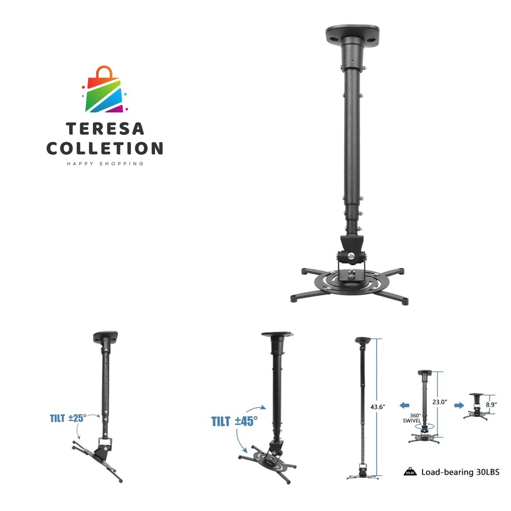 Full Motion Universal Ceiling Projector Mount Bracket with Adjustable Height ...