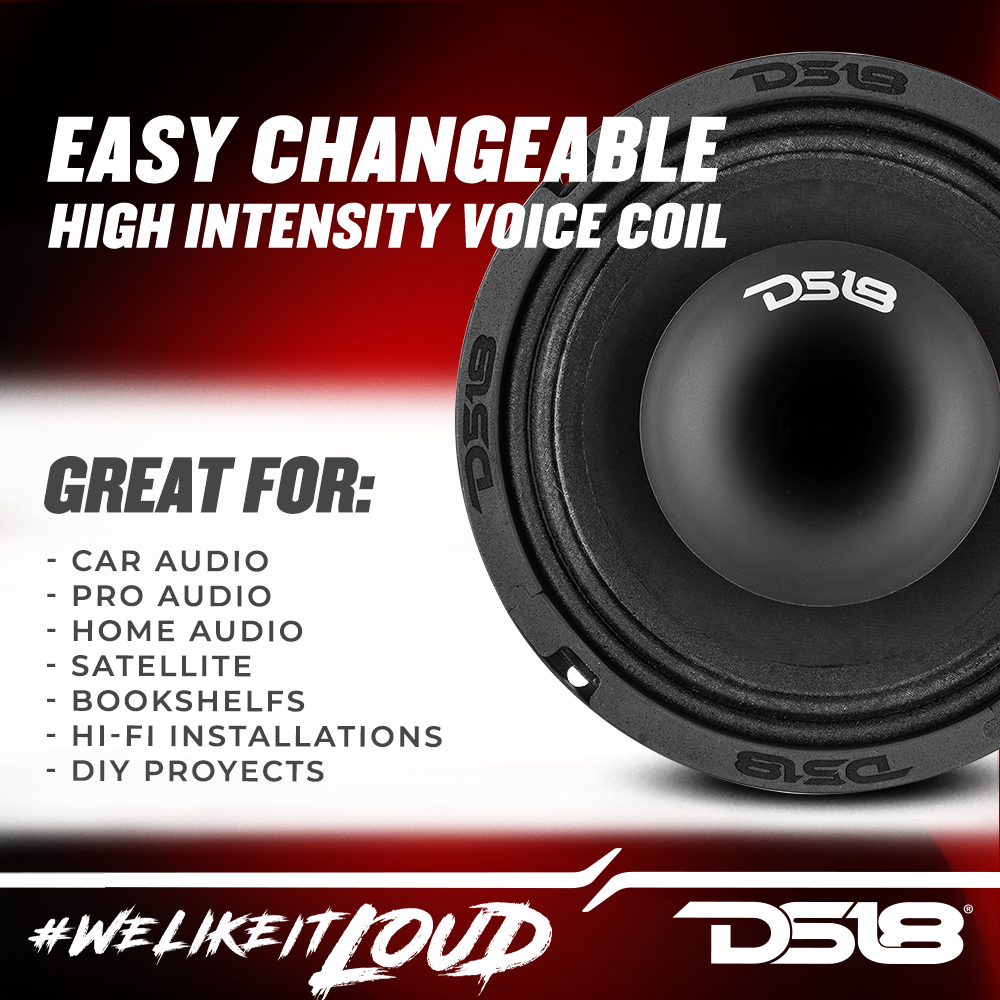 DS18 PRO-HY6MSL 6.5" Mid-Range Shadow Slim Loudspeaker 300 Watts 8-Ohms