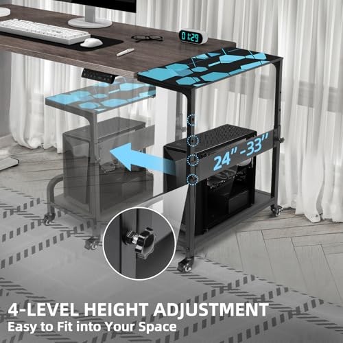 Height Adjustable Computer Tower Stand, Compact Printer Stand, 2 Tier for Blue