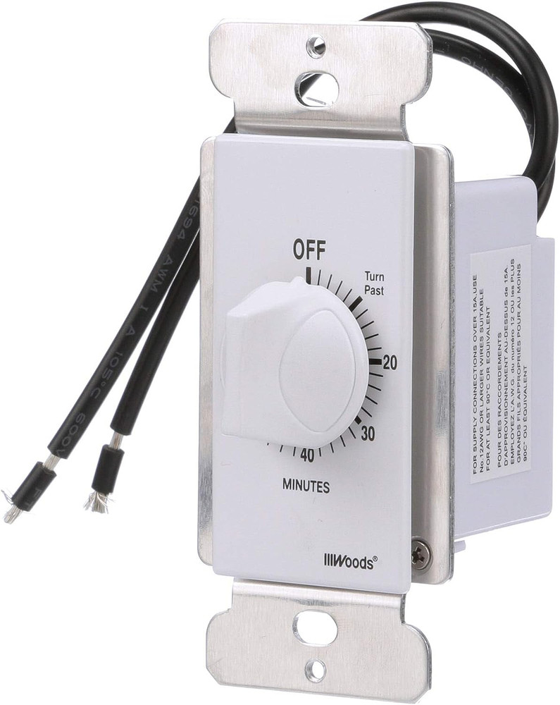 Woods 59717 In- Wall 60 Minute Spring Wound Timer, White
