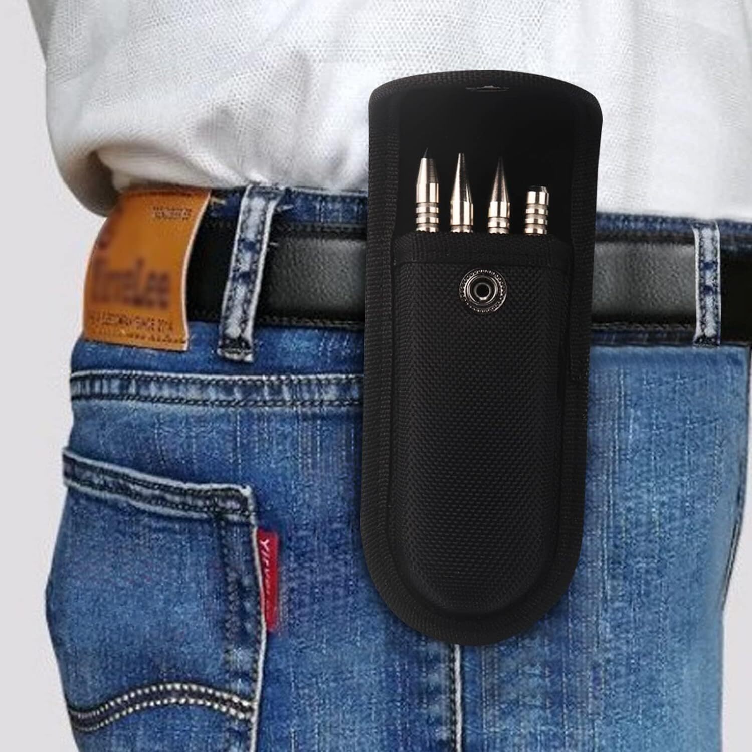 4Pcs Spring Loaded Nail Set Tool, Hammerless Center Punch for Trim Carpentry